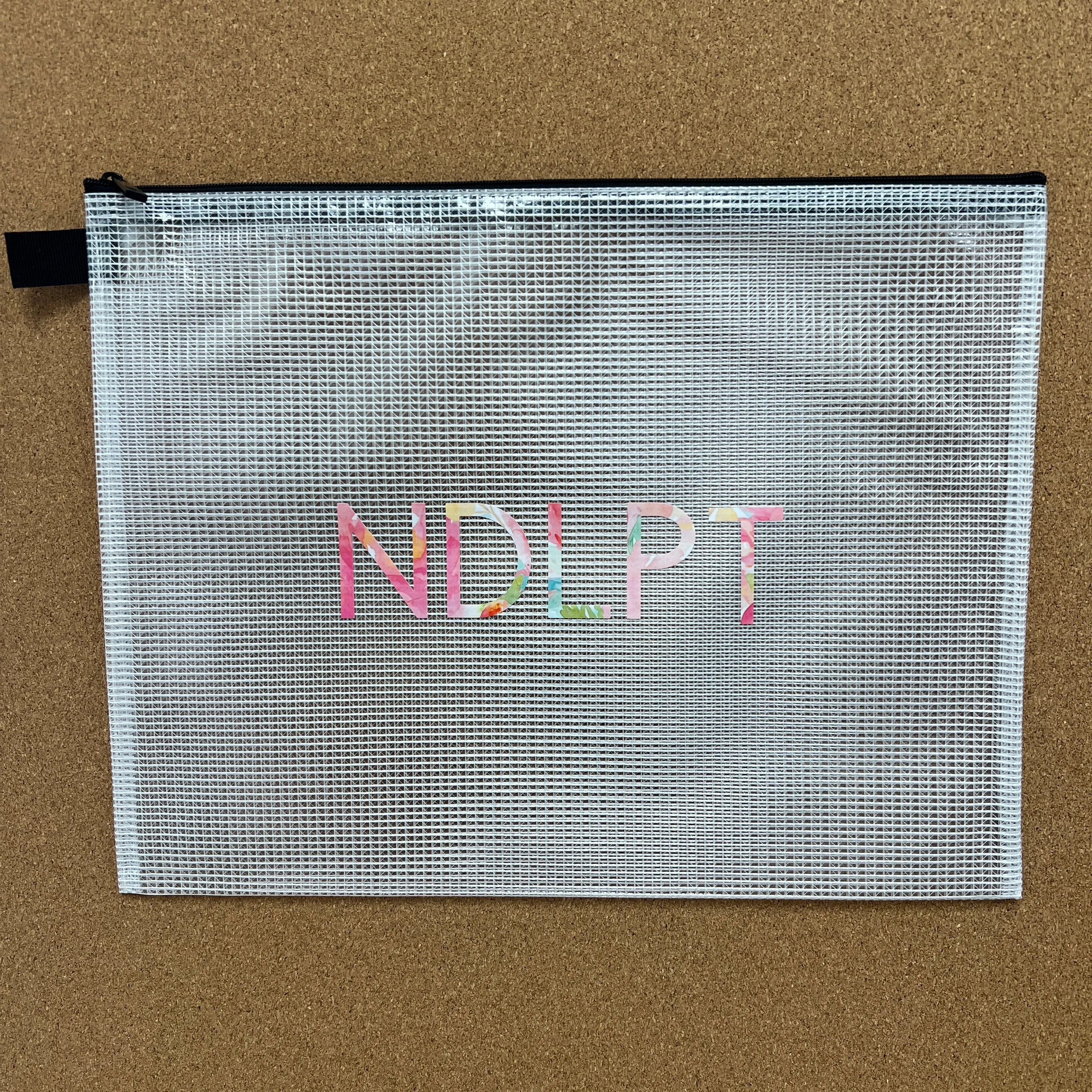 NDPLT Mesh Project Bag - Pink Floral Lettering