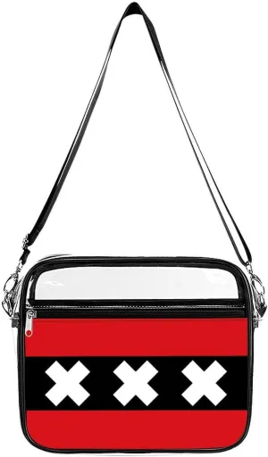 Netherlands Flag Large Crossbody Bag Clear Stadium Bag Anti-Theft Side Shoulder Bags Messenger Bag with 2 Compartments