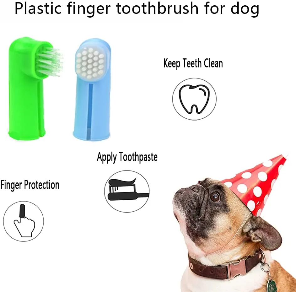 New Dog/Cat Tooth Brushing Kit,Pet Toothbrush Kit,Professional 3 Sided Dog/Cat Toothbrush, Finger Toothbrush,Long Handle Toothbrush,Metal Tools Included,Complete Tooth Cleaning Kit for Pets(15Pcs)