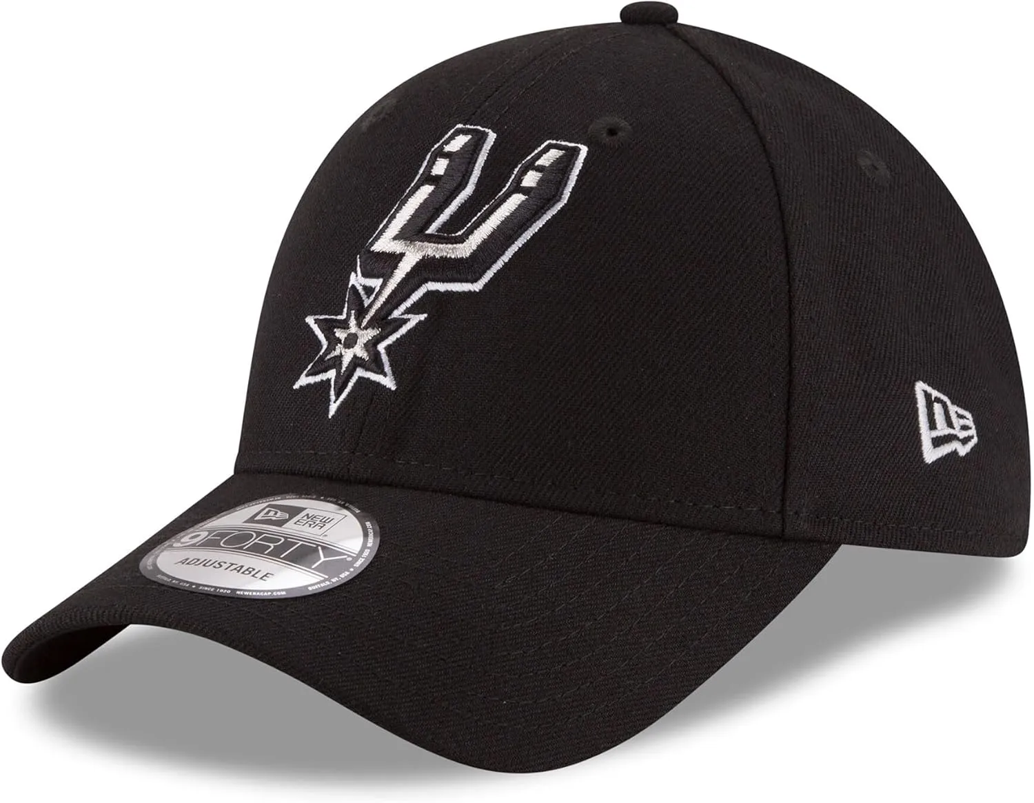 New Era NBA The League 9FORTY Team Color Primary Logo Adjustable Hat Cap One Size Fits All - San Antonio Spurs Black