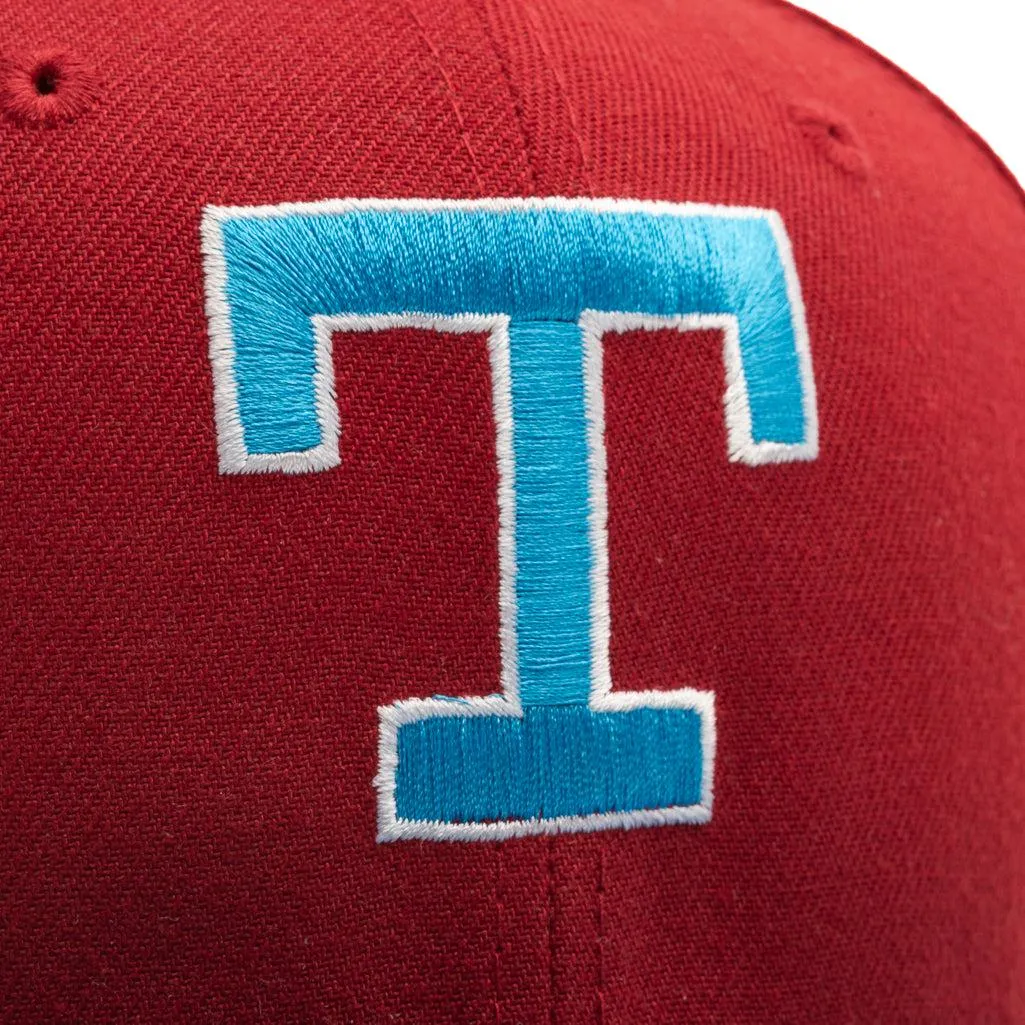 New Era Texas Rangers Pinot Red Cardinal Blue Brown 59Fifty 5950 Fitted Cap Hat