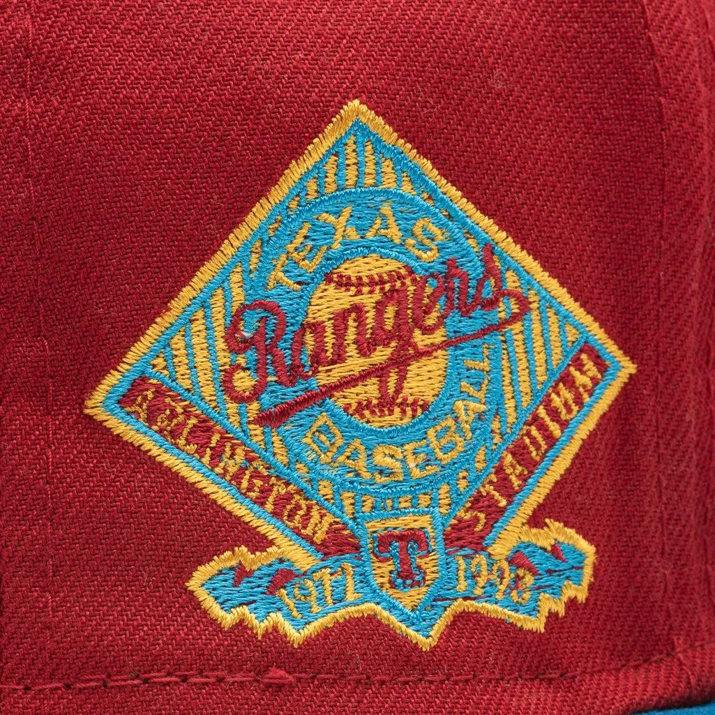 New Era Texas Rangers Pinot Red Cardinal Blue Brown 59Fifty 5950 Fitted Cap Hat