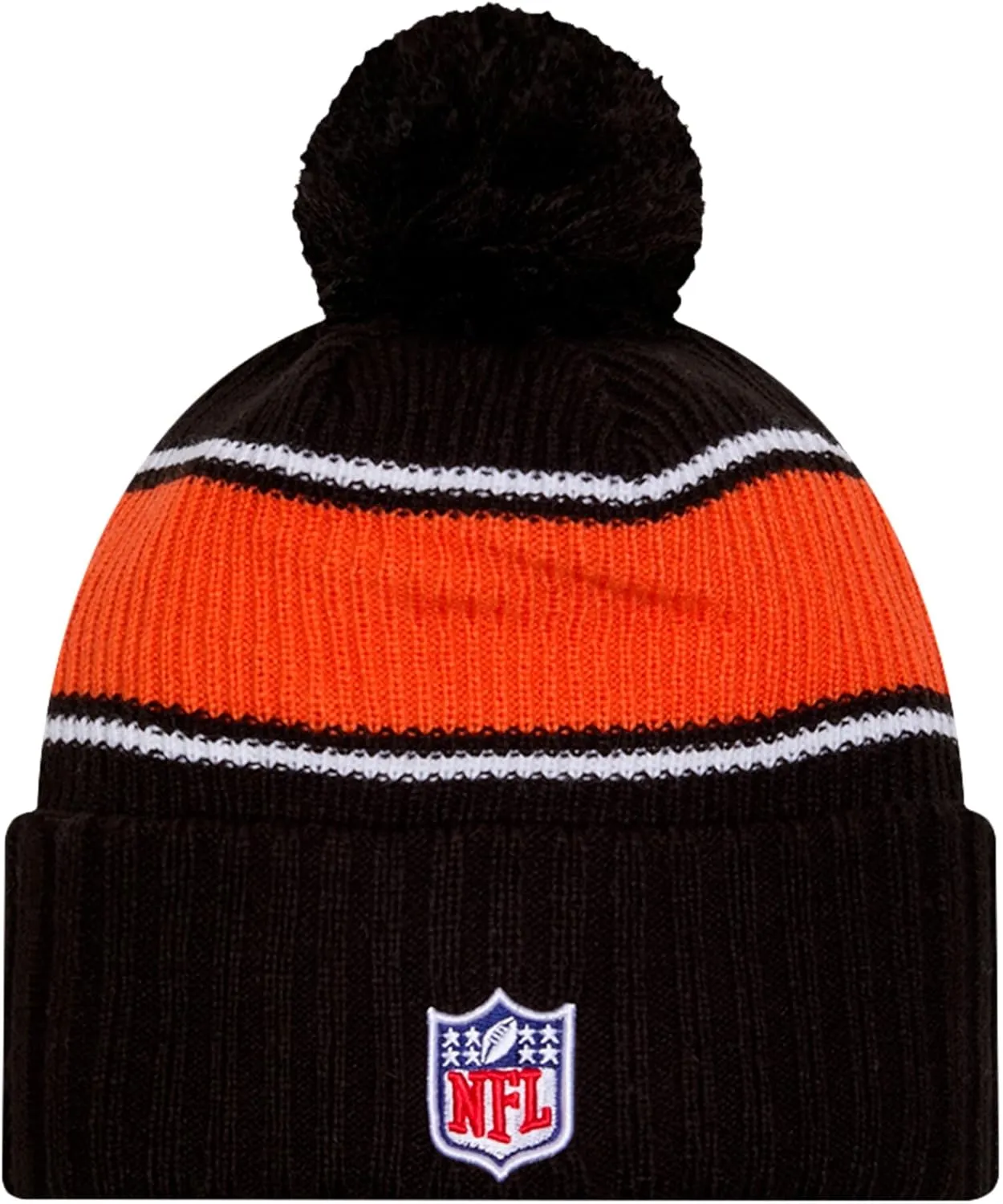 New Era Unisex-Adult NFL Official Sideline Team Logo Sherpa Striped Pom Beanie Cold Weather Knit Hat