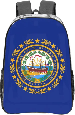 New Hampshire state flag print Clear Backpack Bag for Office Travel, Concerts, Work, Festivals Sporting Events Women Men