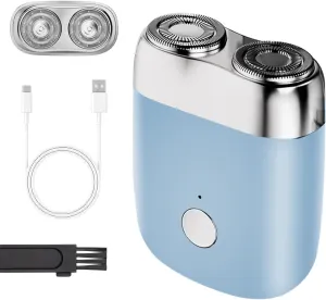 New Model Mini Dual-Head Electric Shaver, Dual Head Shaver, 2025 New Upgrade Pocket Shaver Mini Shavers for Men, Washable Double Head Razor (Blue)