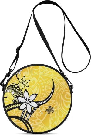 New Samoa Polynesian Print Custom Circular Crossbody Bags For Men And Women With Custom Patterns For Crossbody Bags