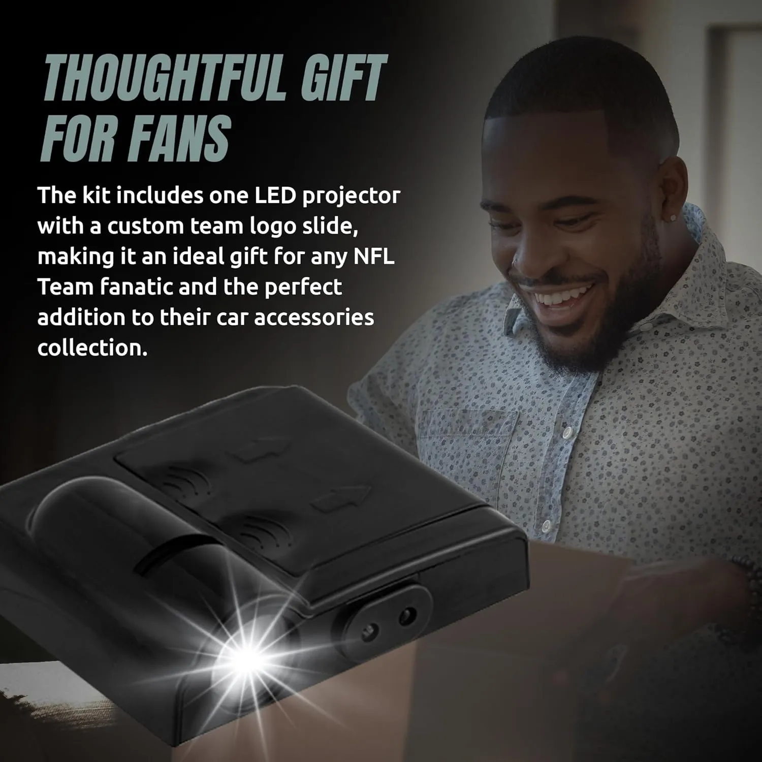 NFL American Football Dallas Cowboys - Led Car Door Light - Wireless Led Projector with One Team Logo Slide - Compatible for Most Car Models - Battery-Operated, 2.5” x 2.5”