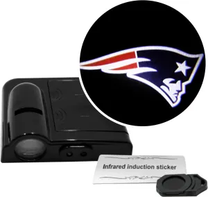 NFL American Football New England Patriots - Led Car Door Light - Wireless Led Projector with One Team Logo Slide - Compatible for Most Car Models - Battery-Operated, 2.5” x 2.5”