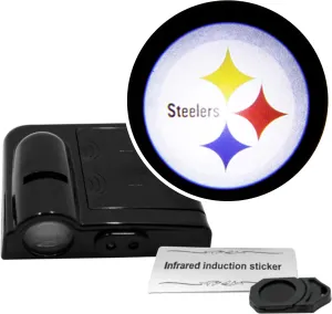 NFL American Football Pittsburgh Steelers - Led Car Door Light - Wireless Led Projector with One Team Logo Slide - Compatible for most Car Models - Battery-Operated, 2.5” x 2.5”