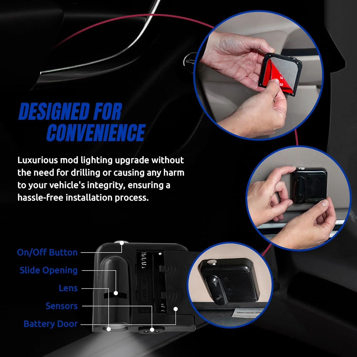 NHL American Hockey Toronto Maple Leafs - Led Car Door Light - Wireless Led Projector with One Team Logo Slide - Compatible for Most Car Models - Battery-Operated, 2.5” x 2.5”