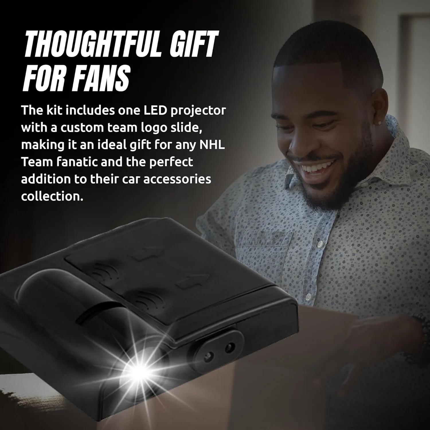 NHL American Hockey Toronto Maple Leafs - Led Car Door Light - Wireless Led Projector with One Team Logo Slide - Compatible for Most Car Models - Battery-Operated, 2.5” x 2.5”