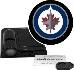 NHL American Hockey Winnipeg Jets - Led Car Door Light - Wireless Led Projector with One Team Logo Slide - Compatible for Most Car Models - Battery-Operated, 2.5” x 2.5”