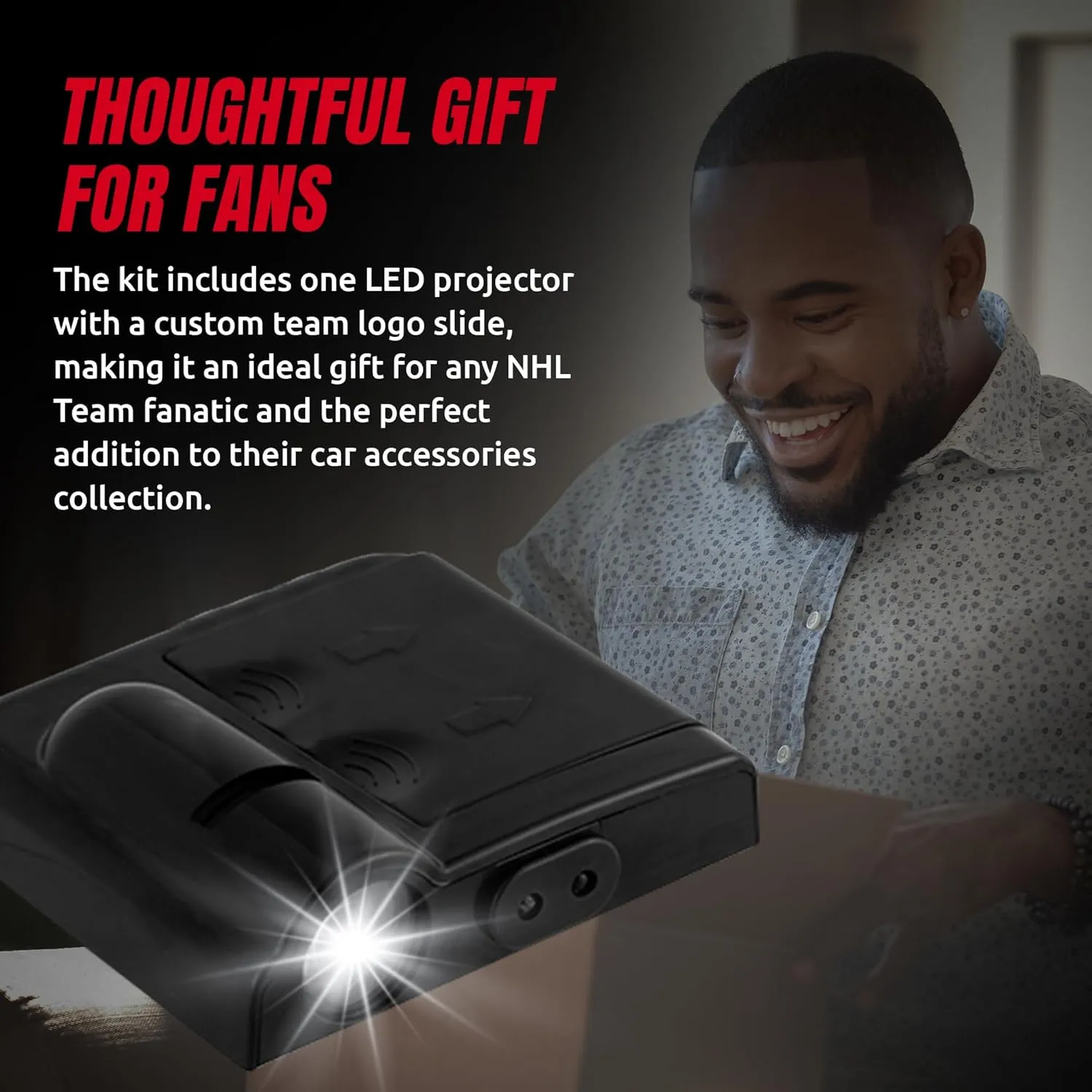 NHL American Hockey Winnipeg Jets - Led Car Door Light - Wireless Led Projector with One Team Logo Slide - Compatible for Most Car Models - Battery-Operated, 2.5” x 2.5”