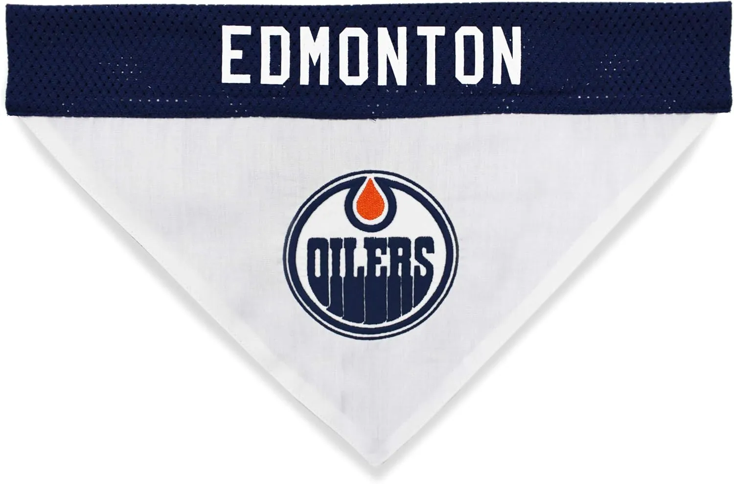 NHL Edmonton Oilers Bandana for Dogs & Cats, Large/X-Large. - Cute & Stylish Bandana! The Perfect Hockey Fan Scarf Bandana, Great for Birthdays Or Any Party!