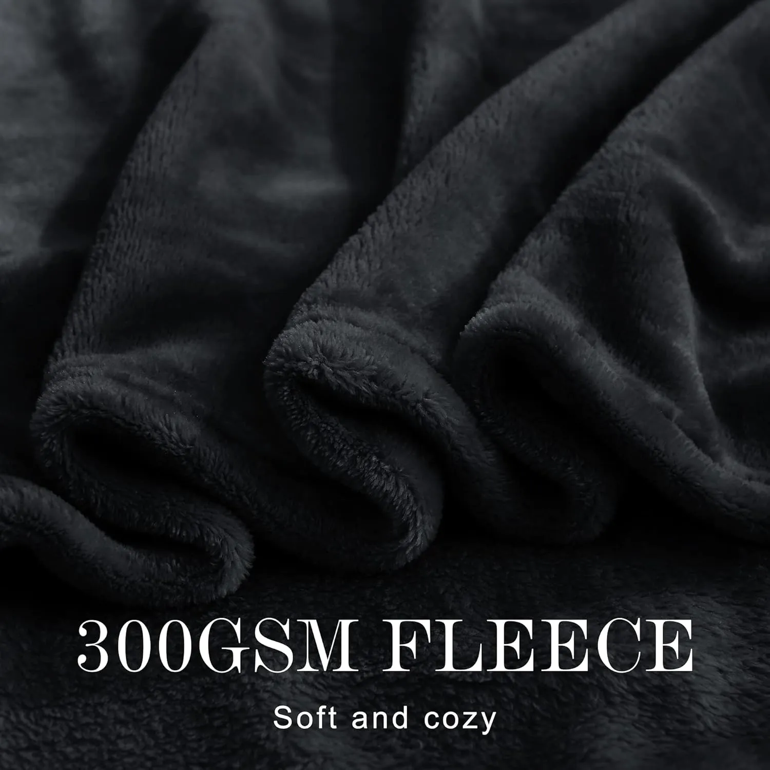 NICETOWN Fleece Queen Blanket Black - Bed Soft Lightweight Plush Fuzzy Cozy Luxury Microfiber Anti-Static Fuzzy Blanket, 90x90 inches