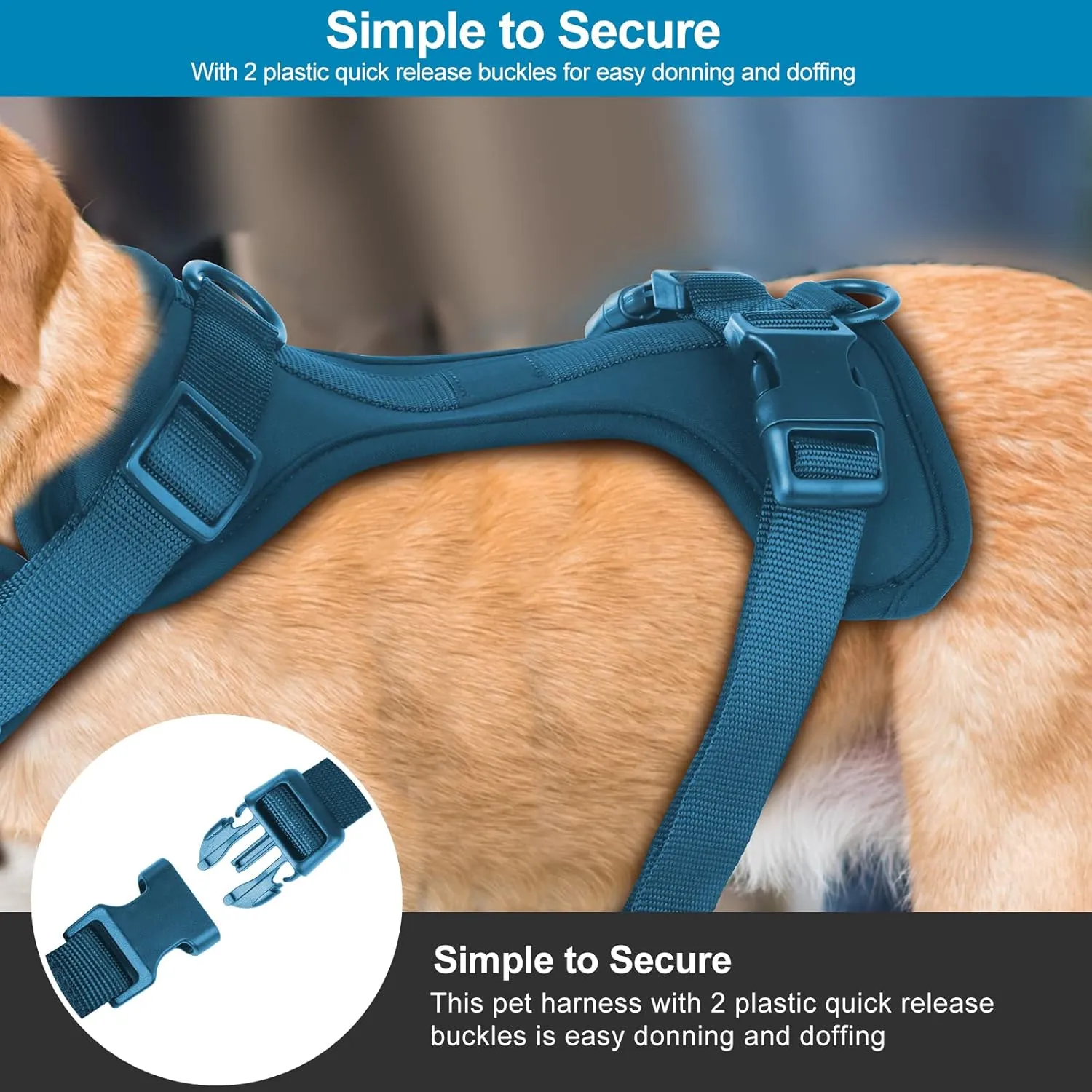 No Pull Lightweight Dog Harness: Adjustable Durable Breathable Mesh Pet Vest Harness with Soft & Comfortable Cushion, for Small Medium Large Dogs (XS, Navy)