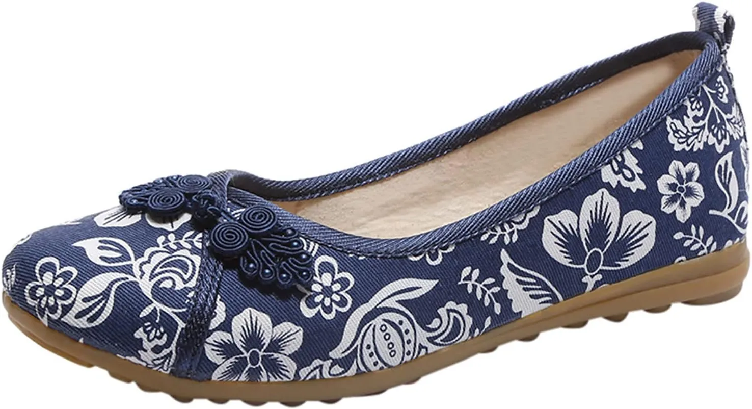 No Strap Sandals for Women Women Cotton And Linen Ethnic Style Embroidered Floral Shoes Cloth Women's Slip on Sandals