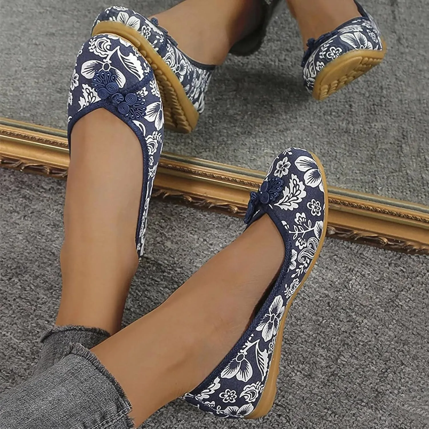 No Strap Sandals for Women Women Cotton And Linen Ethnic Style Embroidered Floral Shoes Cloth Women's Slip on Sandals