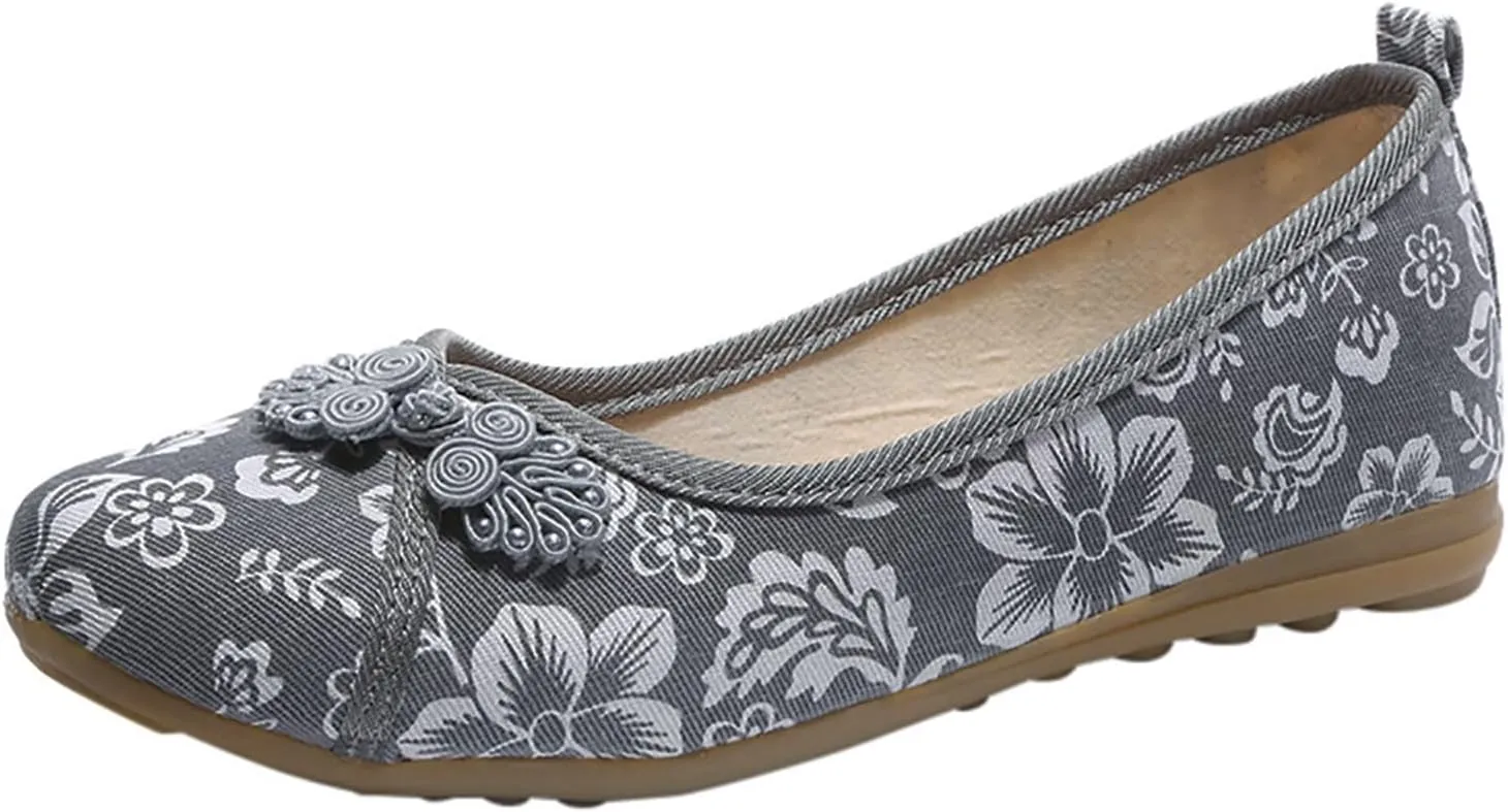 No Strap Sandals for Women Women Cotton And Linen Ethnic Style Embroidered Floral Shoes Cloth Women's Slip on Sandals