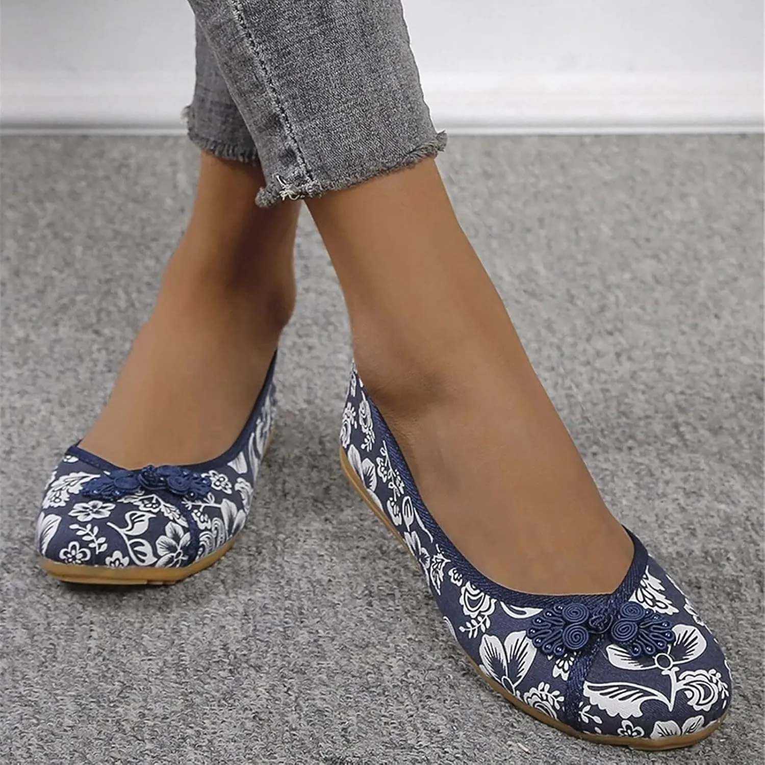 No Strap Sandals for Women Women Cotton And Linen Ethnic Style Embroidered Floral Shoes Cloth Women's Slip on Sandals