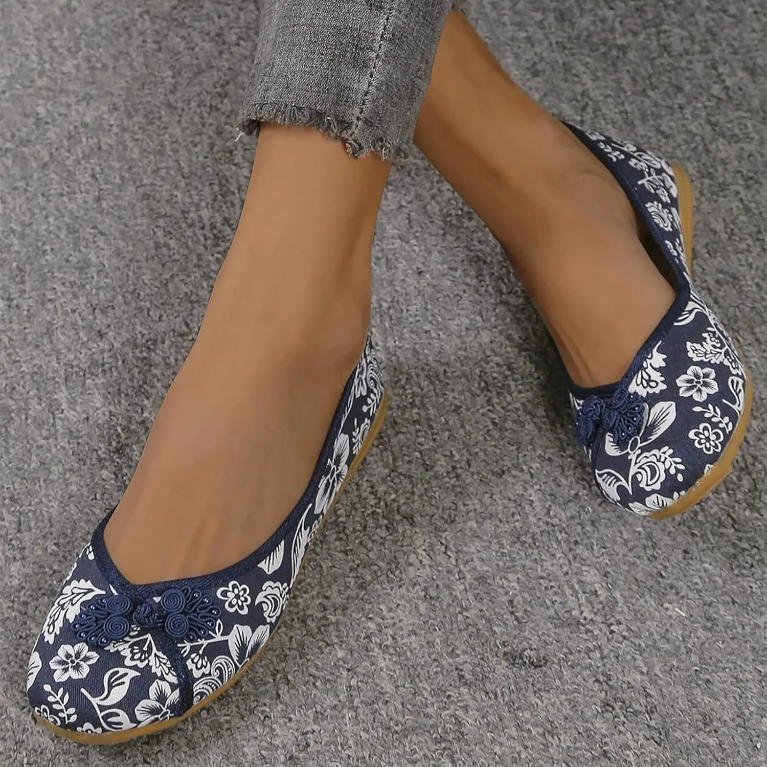 No Strap Sandals for Women Women Cotton And Linen Ethnic Style Embroidered Floral Shoes Cloth Women's Slip on Sandals