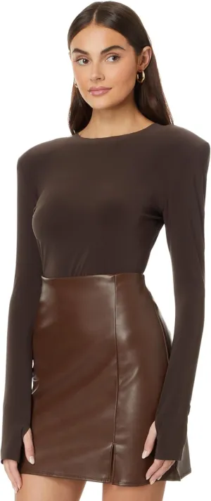 Norma Kamali Women's Shoulder Pad Long Sleeve Crew Top