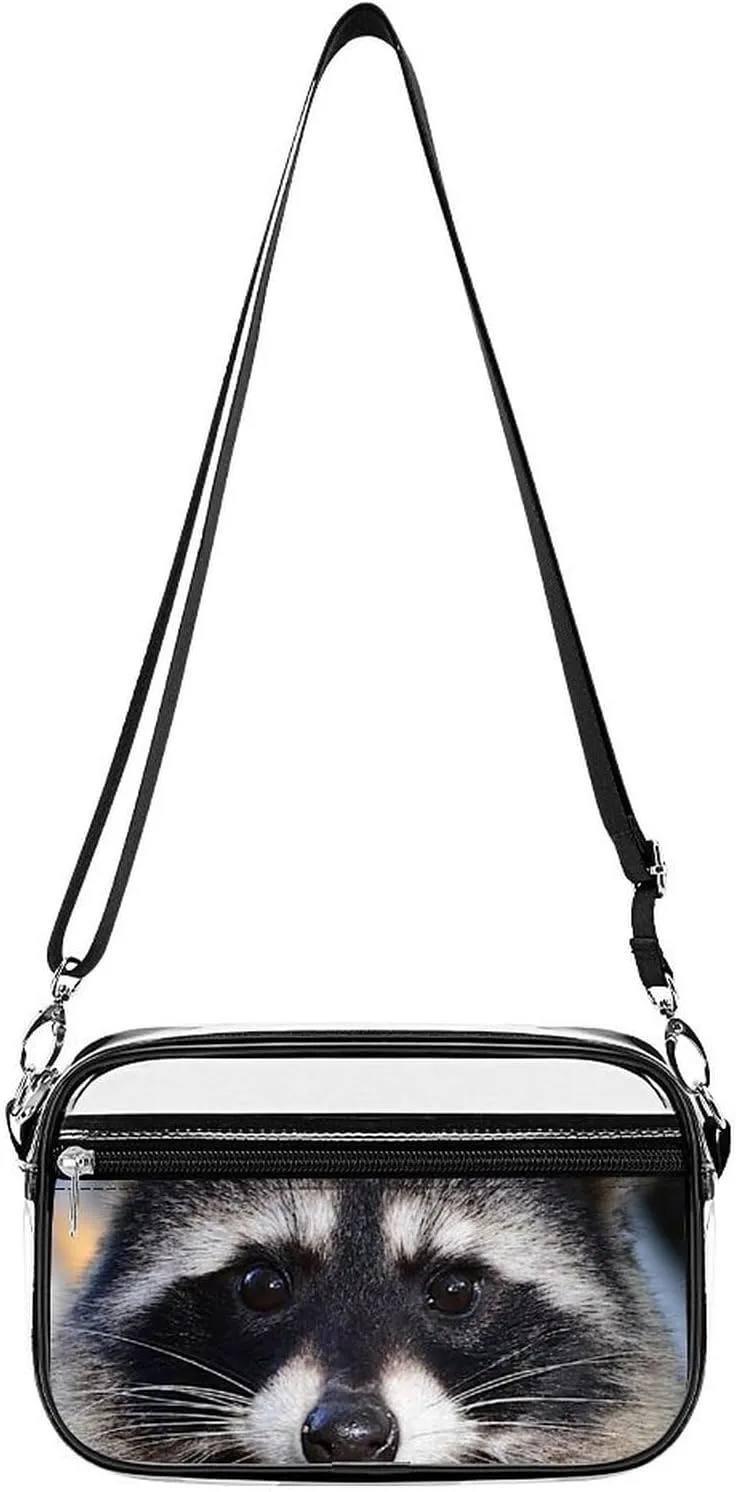Northern Raccoon's Face Fashion Clear Crossbody Bags Stadium Approved Shoulder Purse for Concerts Sports Events Festival