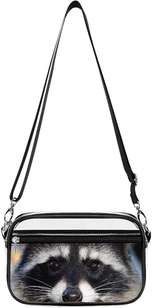 Northern Raccoon's Face Fashion Clear Crossbody Bags Stadium Approved Shoulder Purse for Concerts Sports Events Festival