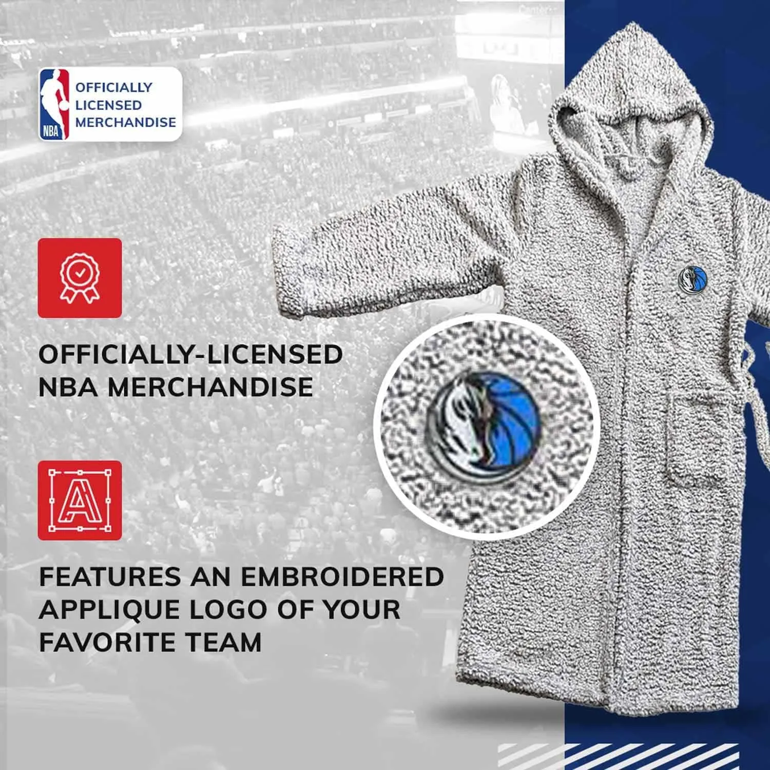 NORTHWEST NBA Adult Plush Hooded Robe with Pockets - 100% Polyester Sherpa Blend - Machine Washable - Relaxation & Style