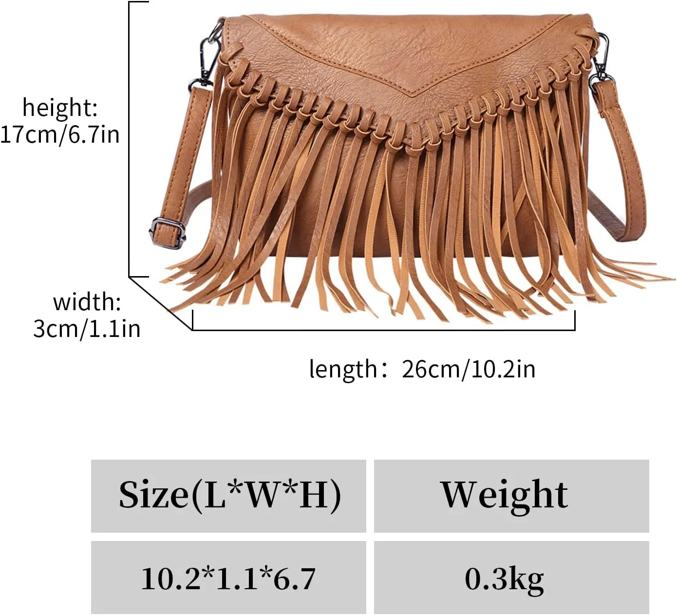 NOTAG Women Leather Shoulder Handbags Crossbody Bags with Tassel Vintage Envelope Handbag