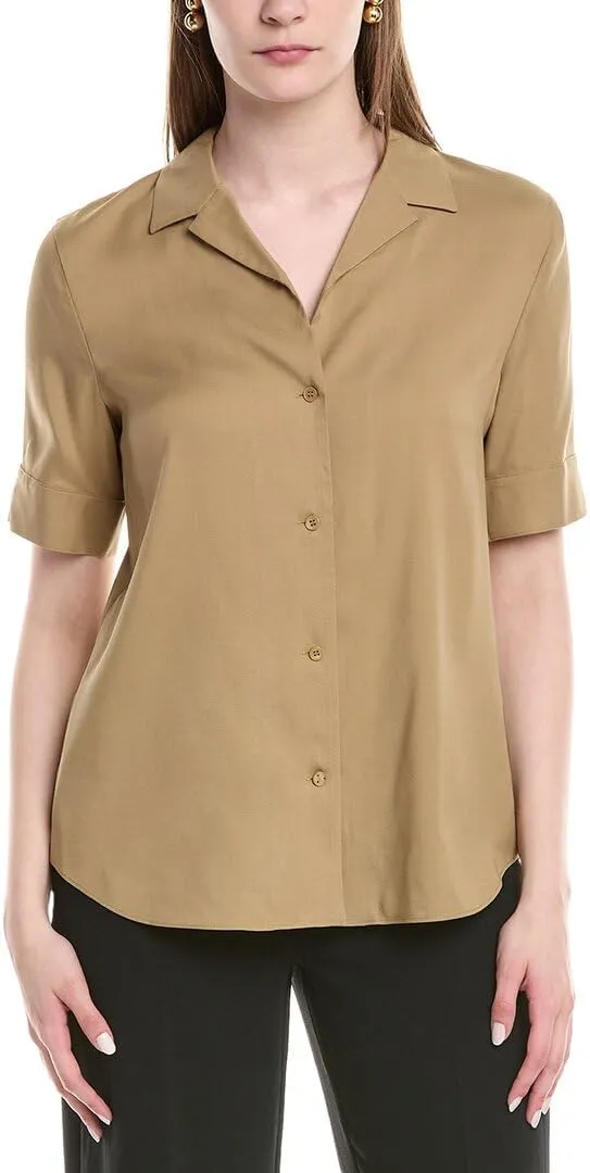 Notch Collar Silk-Blend Slim Shirt