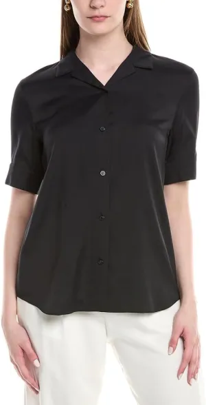 Notch Collar Silk-Blend Slim Shirt