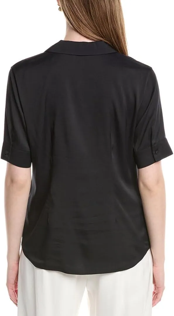 Notch Collar Silk-Blend Slim Shirt