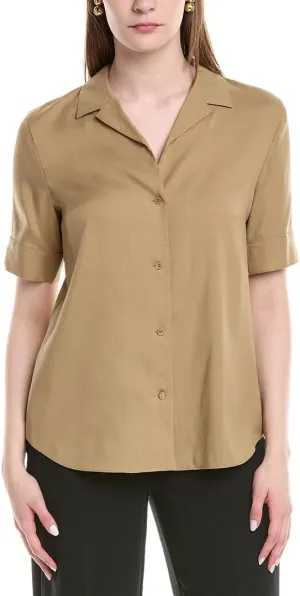 Notch Collar Silk-Blend Slim Shirt