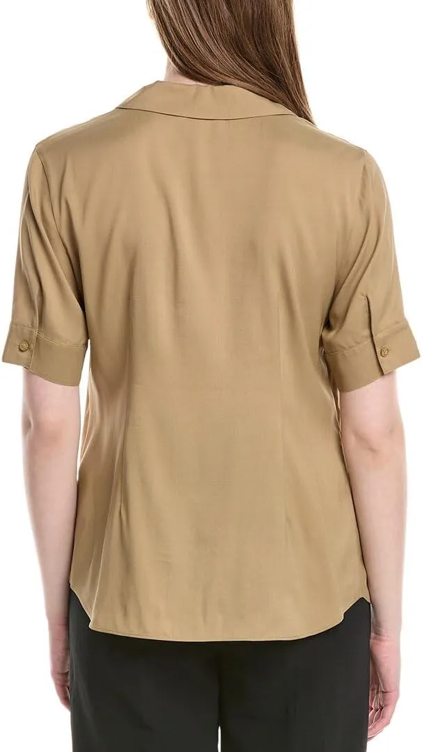 Notch Collar Silk-Blend Slim Shirt