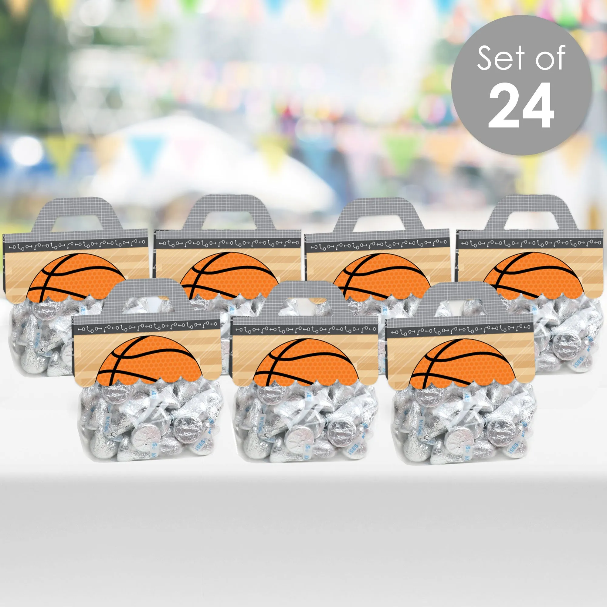 Nothin’ But Net - Basketball - DIY Baby Shower or Birthday Party Clear Goodie Favor Bag Labels - Candy Bags with Toppers - Set of 24