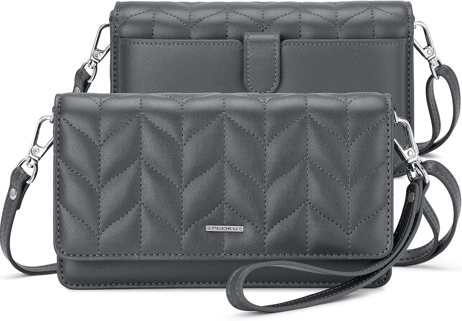 nuoku Small Crossbody Bags for Women, Mini Cell Phone Purse, Removable Rfid Blocking Card Holder, Your Gray Quilted