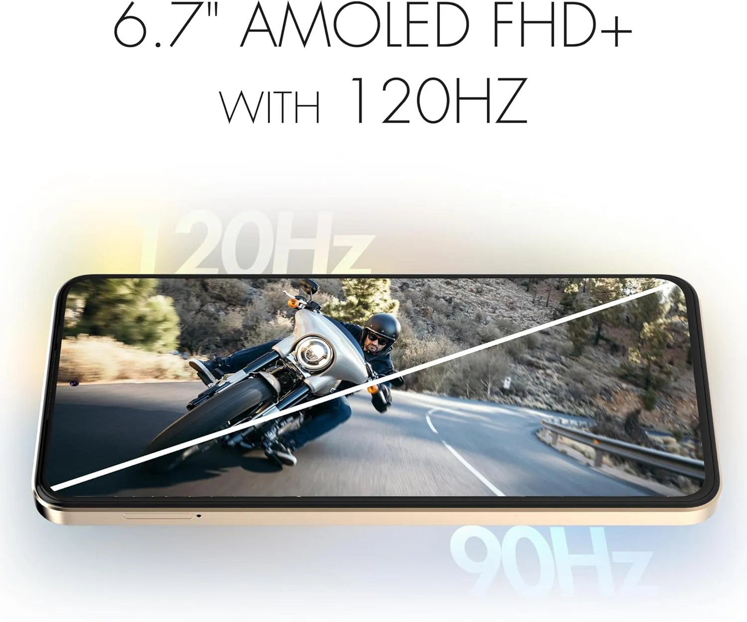 NUU A25 AMOLED 120Hz 6.7" Phone for T-Mobile, ATT, Cricket, Mint, Ultra, Metro, Gaming Phones, Octa-Core Helio G99, 4G/LTE Dual SIM, 6GB   128GB 50MP Camera, Champagne, International Travel