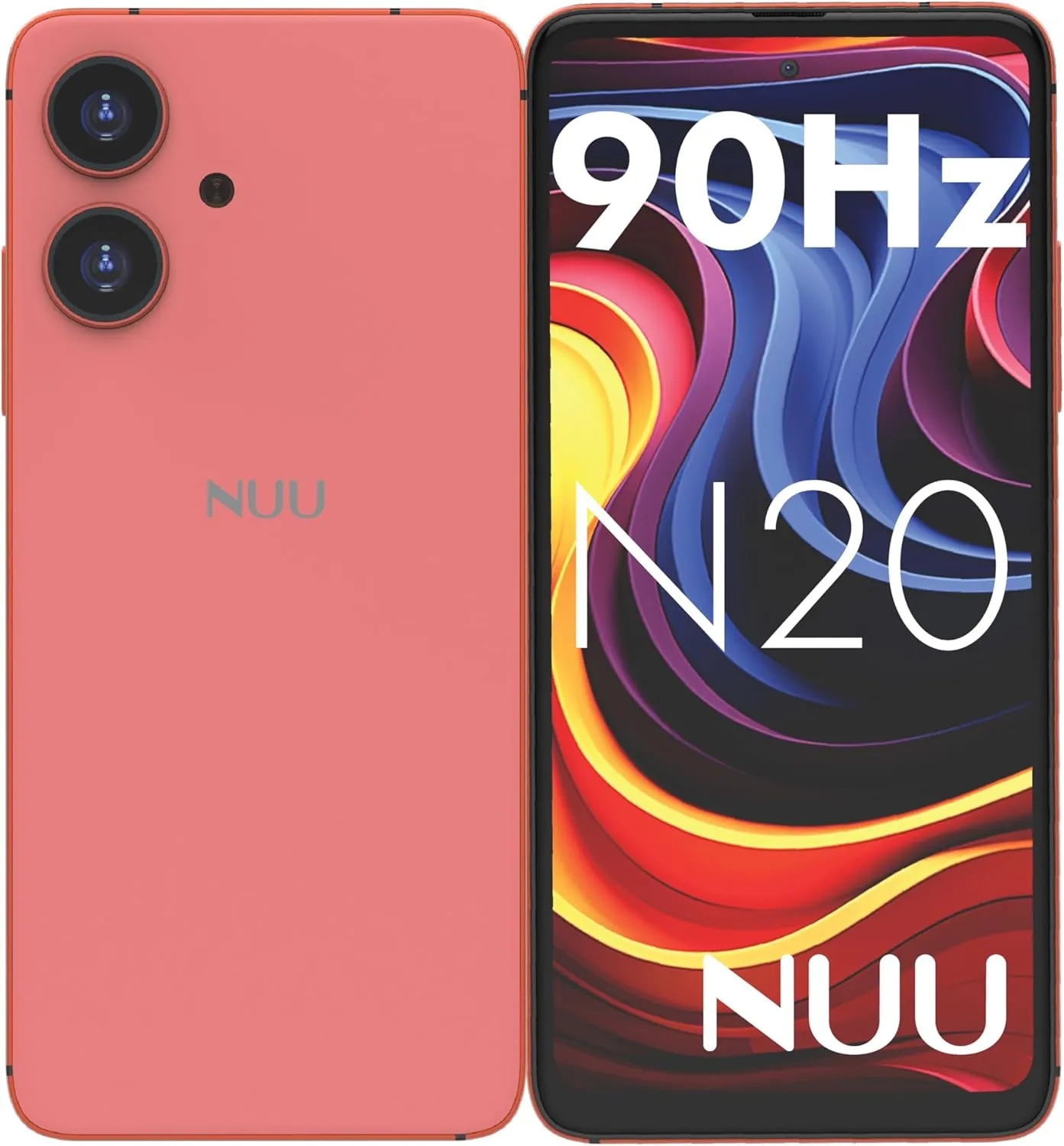 NUU N20 Basic Cell Phone for T-Mobile, Mint, Metro, Qlink, Tello and More 6GB/128GB, Perfect for Teenagers, Dual SIM 4G, Octa-Core 6.6" 90Hz HD , Unlocked Phones Android Phone 14, US Warranty (Pink)