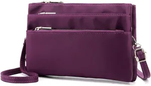 Nylon Small Cross Body Bags for Women Multi Pockets Phone Shoulder Bag Travel Mini Handbag Ladies Cross Body Bag (Purple)