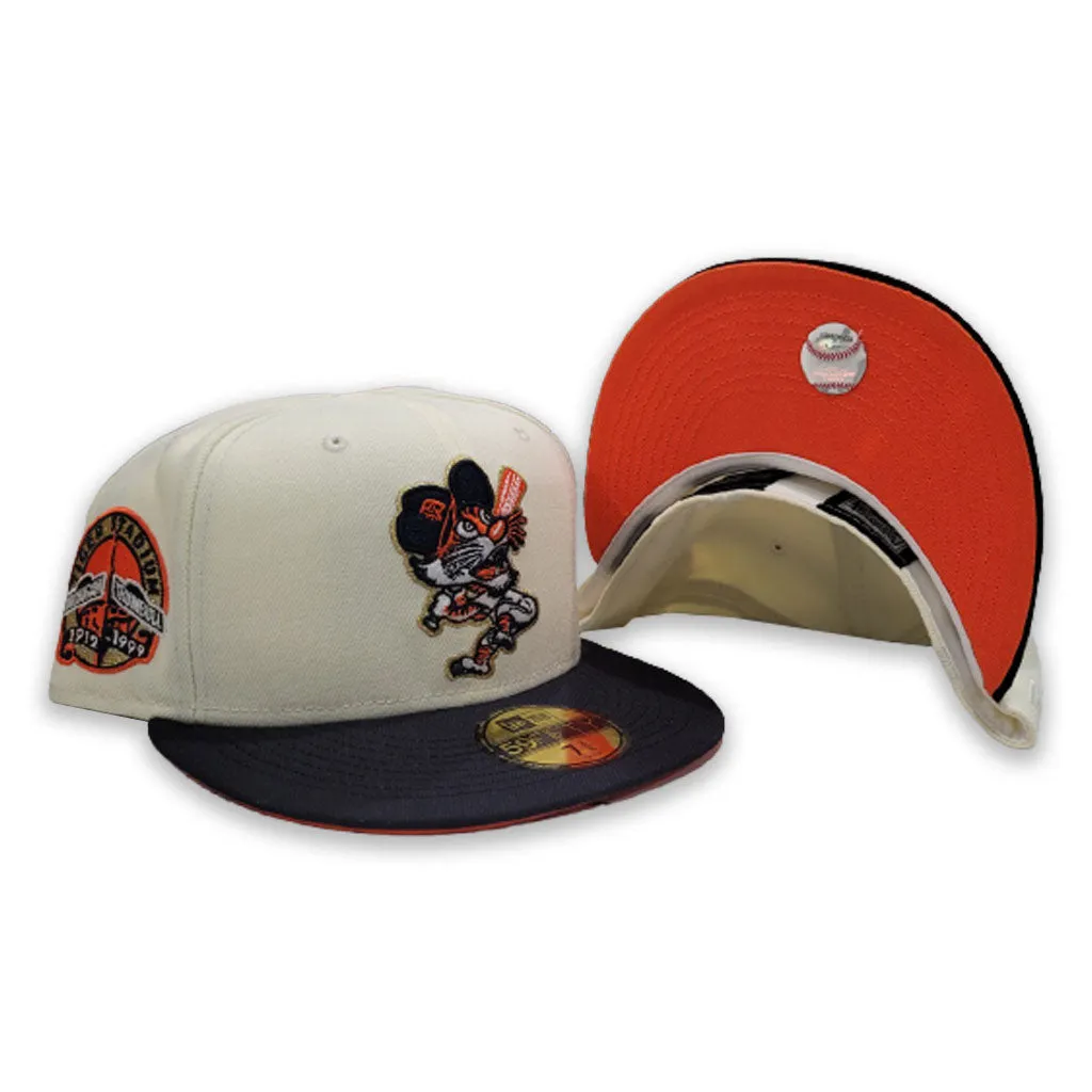 Off White Detroit Tigers Navy Visor Orange Bottom Tiger Stadium Side Patch New Era 59Fifty Fitted