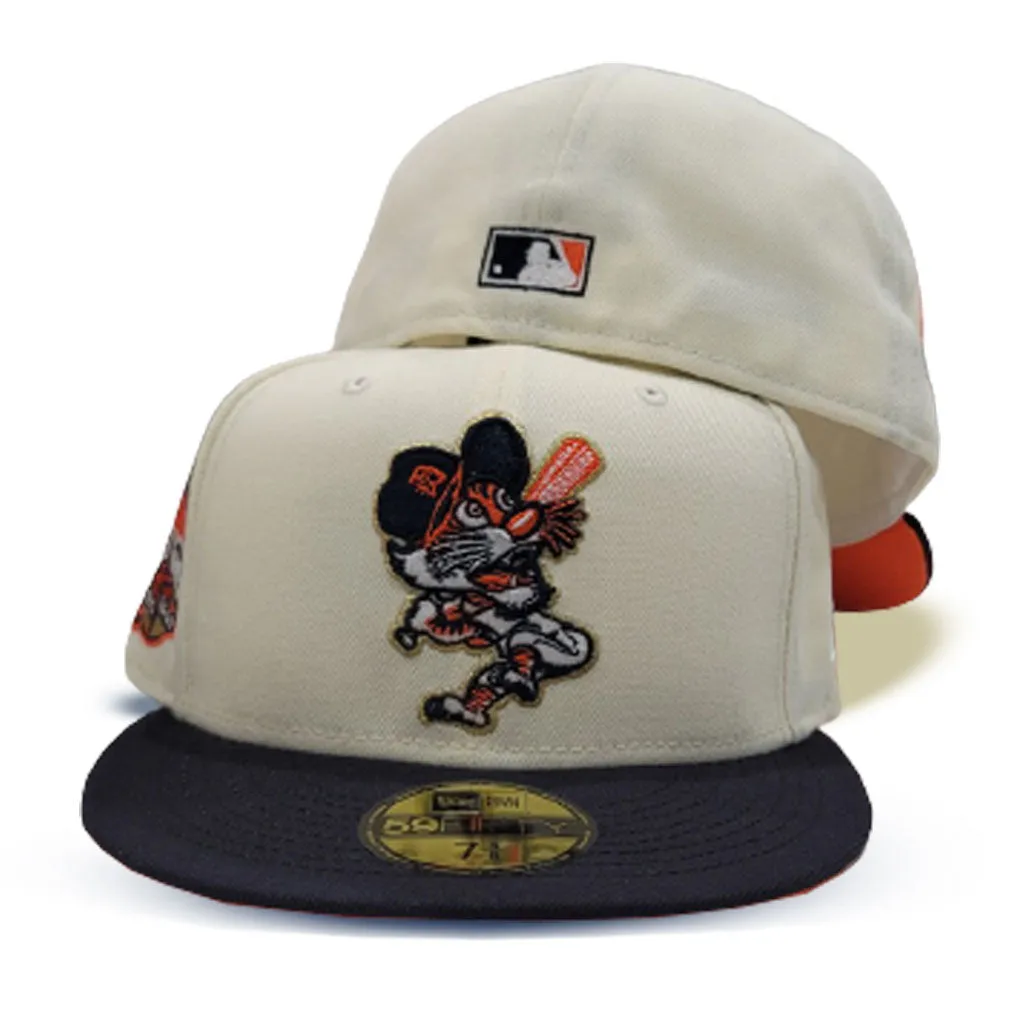Off White Detroit Tigers Navy Visor Orange Bottom Tiger Stadium Side Patch New Era 59Fifty Fitted