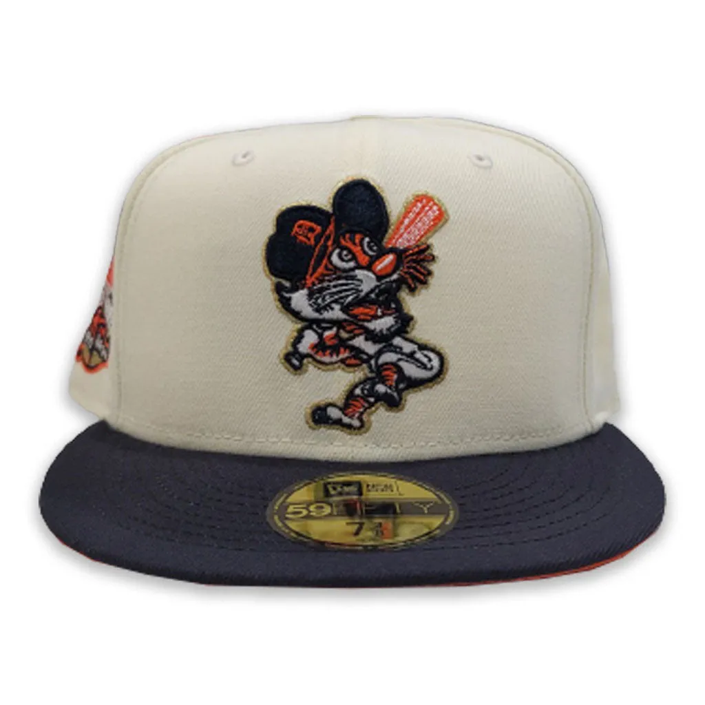 Off White Detroit Tigers Navy Visor Orange Bottom Tiger Stadium Side Patch New Era 59Fifty Fitted