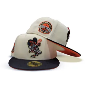 Off White Detroit Tigers Navy Visor Orange Bottom Tiger Stadium Side Patch New Era 59Fifty Fitted