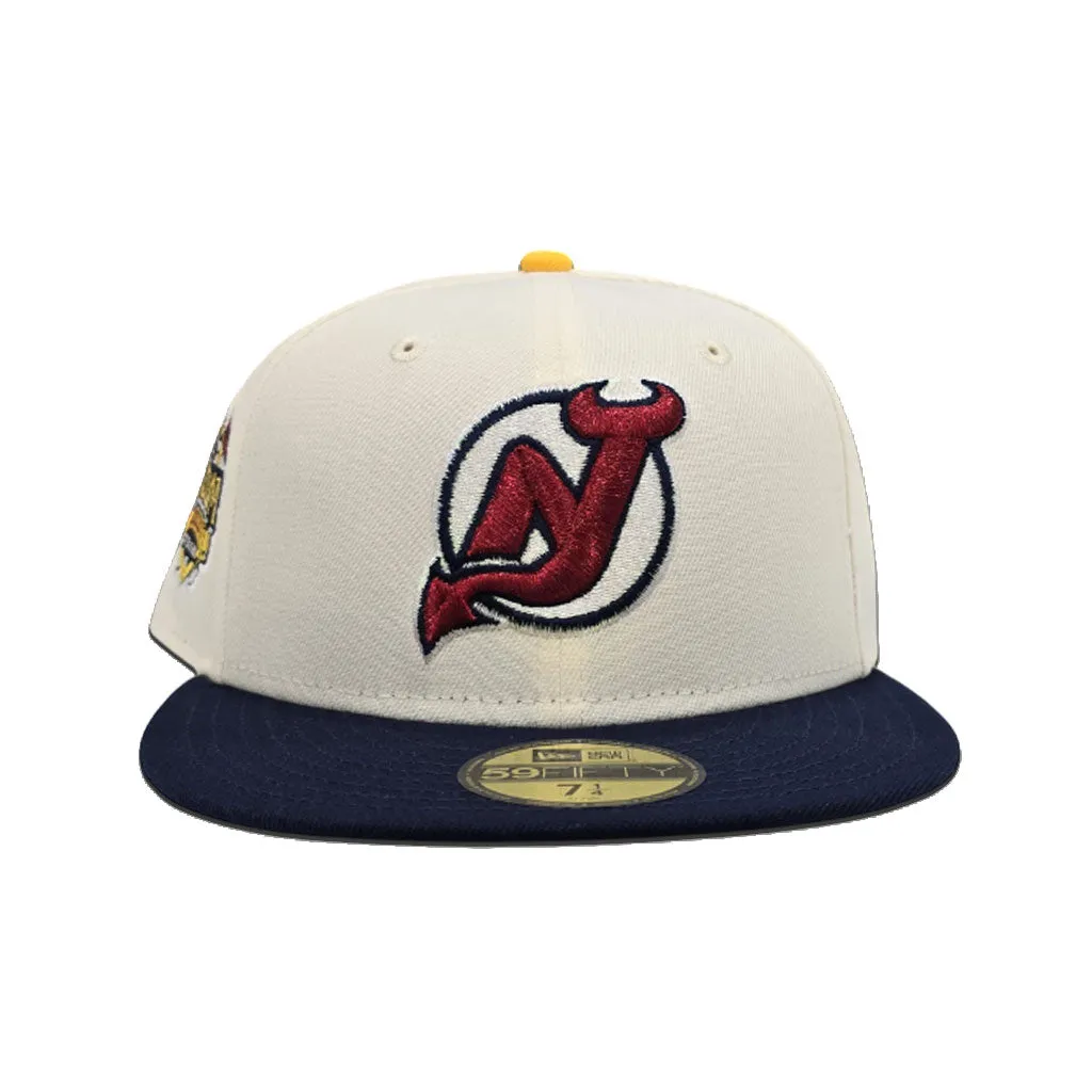 Off White New Jersey Devils Navy Blue Visor Gray Bottom 2014 Stadium Series Side Patch New Era 59Fifty Fitted