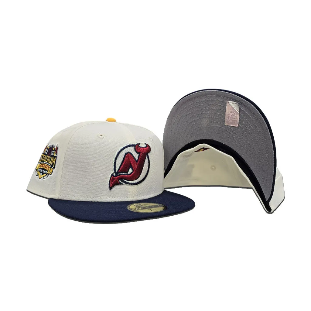 Off White New Jersey Devils Navy Blue Visor Gray Bottom 2014 Stadium Series Side Patch New Era 59Fifty Fitted