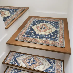 OJIA Stair Treads Non-Slip Matching Mat for Wooden Steps, Square Capet Stair Treads Rubber Backing Stair Runner Anti-Slip Stair Landing Mat 31x31 Inch Stair Treads