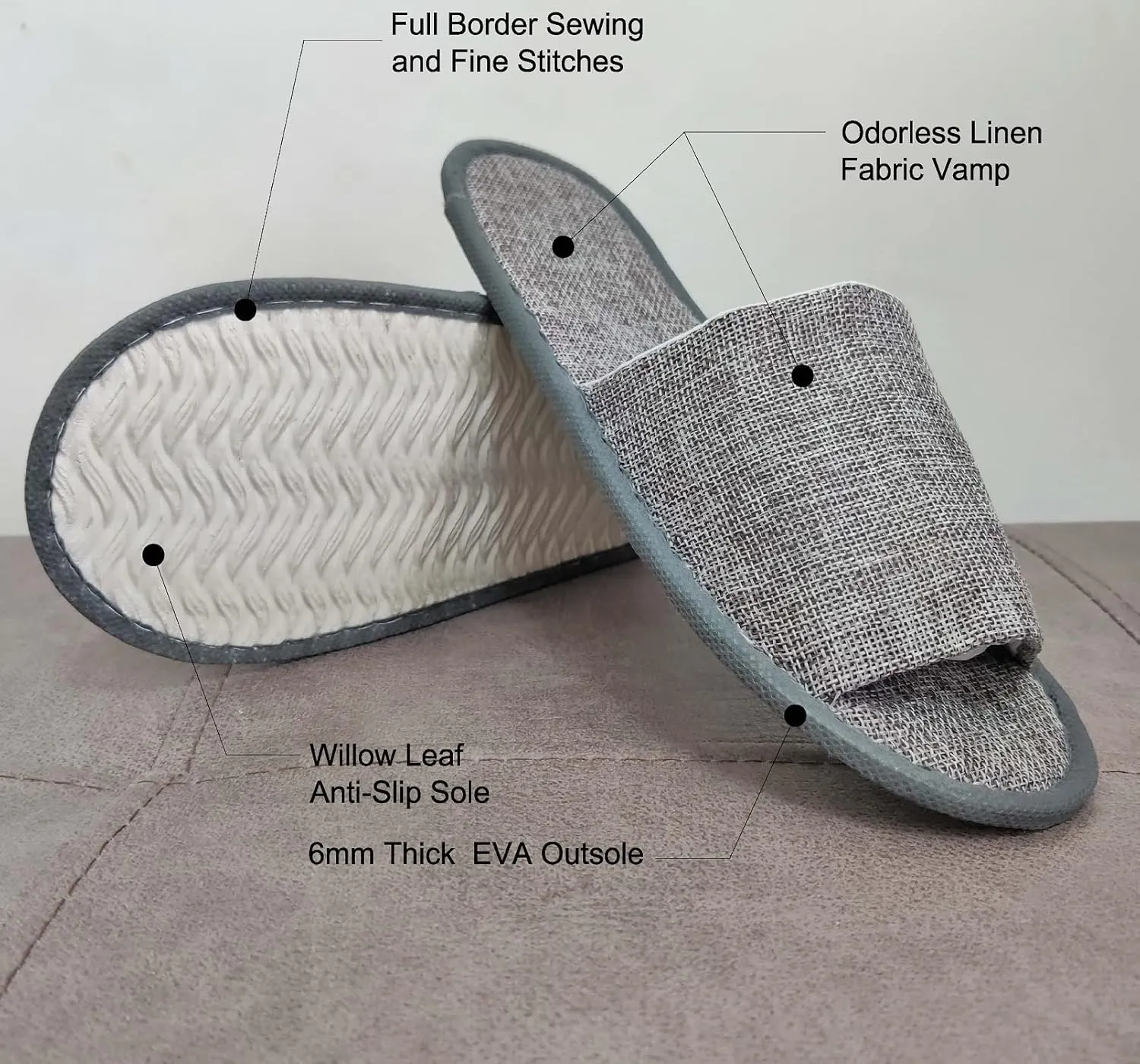 Open Toe Disposable Slippers for Guests - Women & Men Spa & Travel Pedicure Slippers - 2 Pairs