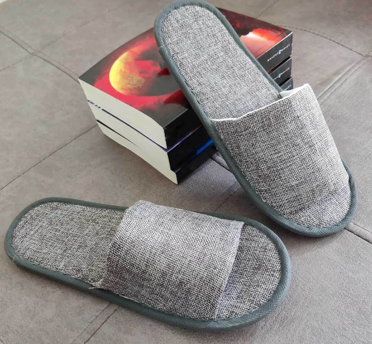 Open Toe Slippers for Guests Men Women Travel Indoor House Non-Disposable Spa Hotel Pedicure Breathable Slippers 4 Pairs