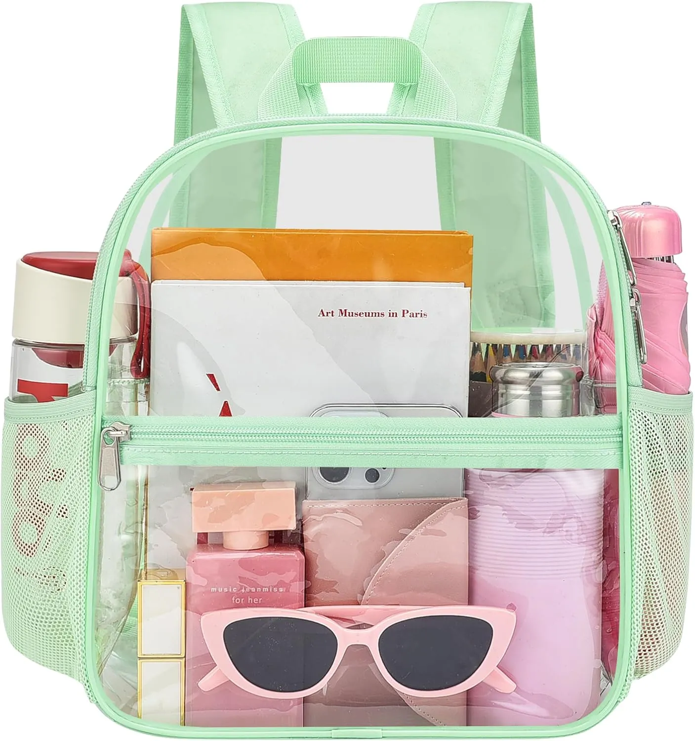 Oraben Clear Backpack for Stadium Events 12x12x6 Stadium Bag, Mini Small Clear Bag with Front Pocket for Concert Sport Events Work Travel